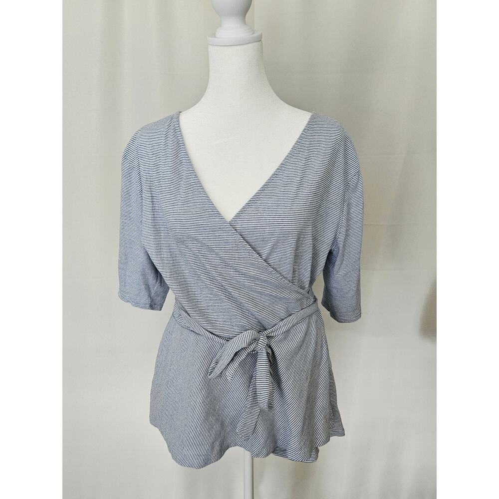 Loft Striped Wrap Top - Size L